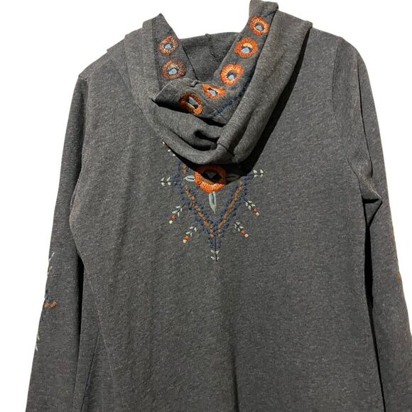 Caite + Athleta Anthropologie Boho Embroidered Floral Duster Hooded Aztec Sweate - Picture 6 of 12